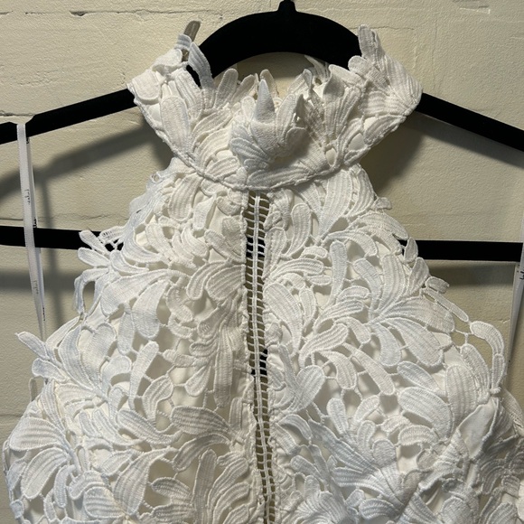 NWT Lulus Divine Destiny White Lace Halter Midi Dress Graduation Bridalcore Sz M - Picture 5 of 9